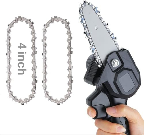 Uadme Cadena Motosierra, 2 Piezas 4 Pulgadas Mini Cadenas de Sierra de Repuesto, Cadena 28 Eslabones para Carpintería Paisajismo