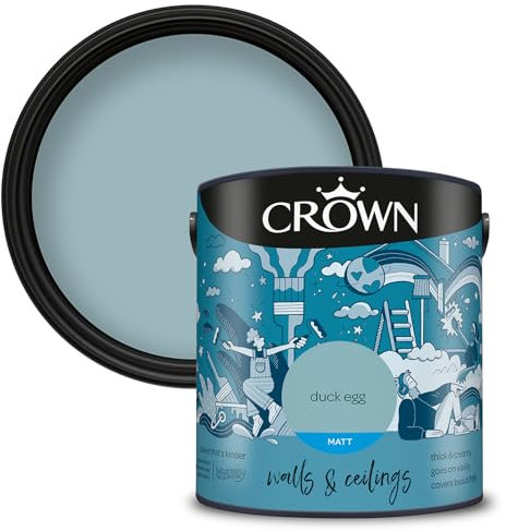 Crown Walls & Ceilings Matt Emulsion Paint, Size 2.5L, Duck Egg