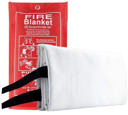 Löschdecke in roter Tasche Brandschutzdecke Auch für Fettbrände Fettbrand Küche Feuerlöschdecke Auto Ersten Hilfe 100 x 100 cm