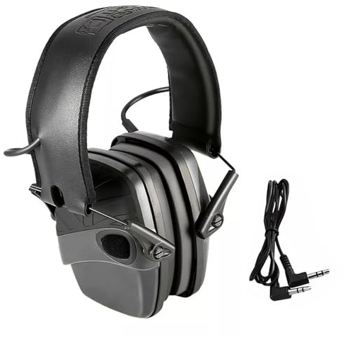 Elektronische Gehörschutz Schiessen Kapselgehörschutz Ohrenschützer Lärmdämpfung für Jagd Dämmwert, NRR22dB SNR 27dB Dynamische Geräusch-Regelung, Ideal zum Schießen Kapsel-Gehörschutz (Schwarz)