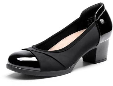 DREAM PAIRS Women's Pumps Low Chunky Block Closed Toe Shoes Work Comfortable Heels Round Toe Dress,Size 10,Black,DWUMPU2507