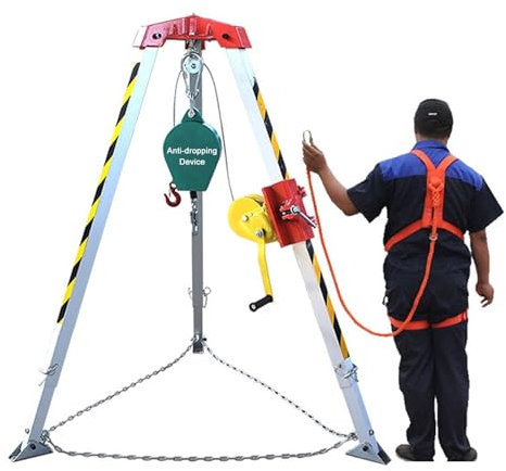 Treppiede di sicurezza resistente e verricello da 544,3 kg per spazio ristretto di emergenza salvavita, protezione anticaduta retrattile per salvataggio e recupero