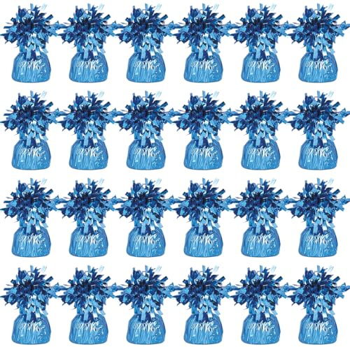 PARTYRAMA.CO.UK Light Blue Foil Helium Balloon Weights 175gr - Pack of 24 - Durable & Colourful Weights for Birthdays Parties, Events & Celebrations - Perfect Balloon Weight Holders