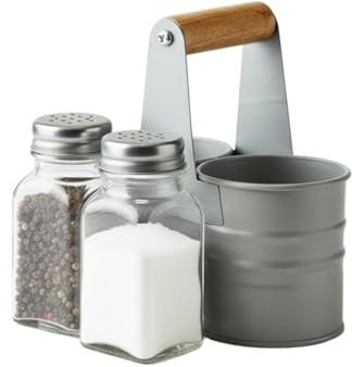 Salt and Pepper Shaker Set with Storage Holder Glass Salt and Pepper Pots