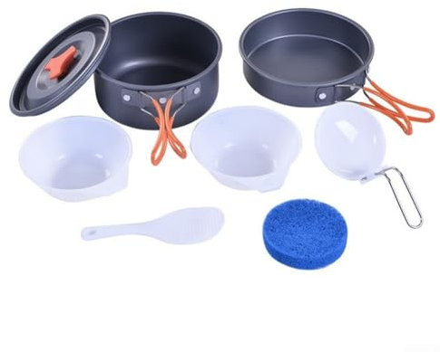 Simplifiez votre prochaine aventure avec cet ensemble complet de casseroles et poêles léger conçu pour douze campeurs affamés