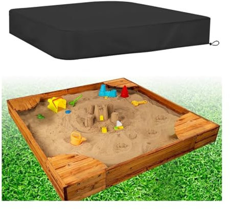Sandkastenabdeckung Square, Sandkastenabdeckung Wasserdicht mit Kordelzug, Oxford-Stoff Sandkasten Abdeckung, Abdeckplane für Sandkästen Hülle für Winddicht, Staubdicht, 150 * 150 * 20 cm, 210D, 1 Stk