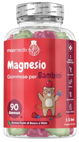Gummies Magnésium Enfant 90 Gommes Vegan pour 3 Mois Saveurs Pomme & Baies Mélangées - 727mg Citrate de Magnesium, Alternative aux Comprimés et Gélules dès 3 Ans