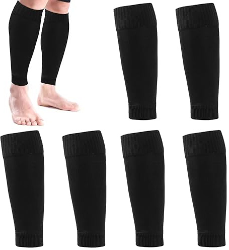 3 Pairs black football socks,Black Durable Cut Football Socks, Football sock sleeves, for F-ootball Games Beginner,Fits Over Shin Pads