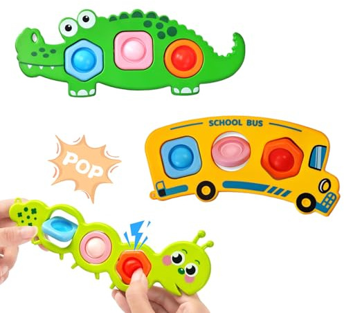 Afufu 3PCS Fidget Popper Sensory Toys for Toddlers 10+ Months, Baby Montessori Early Development & Educational Toys for Fine Motor Skills, Stress Relief, Travel Activities, Autism Gift for Boys Girls