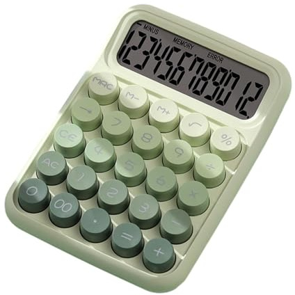 Calculadora mecánica de mano para cálculo numérico básico, resistente, color verde, 16 x 11,5 x 3 cm