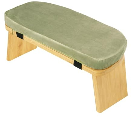 Milageto Banc de Méditation Prie-Dieu Portable Tabouret à Genoux Banc de en Bois avec Siège Rembourré Adapté pour Le Recueillement et Les Séances, Vert