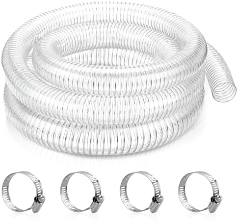 Wocloer 1-1/2 Inch ID X 25ft Clear Flexible PVC Hose - Steel Wire Reinforced, Suction & Discharge Hose,See-Through Tubing