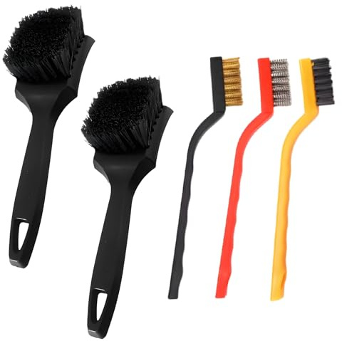 5 PCS Alloy Wheel Brush, Car Wheel Brush Wheel Brushes for Cleaning Car Wheels with Comfortable Handle Motorbike Cleaning Kits Tyre Brushes, for Tires Rims Engine Motorcycles Bicycles Boats