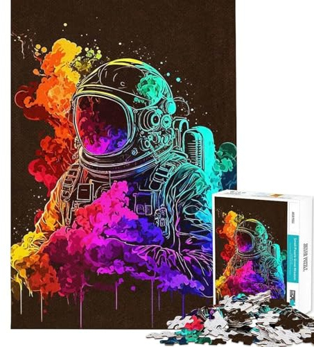 Puzzle da 1000 pezzi per ragazzi astronauta fumo al neon gioco educativo per famiglie con Babbo Natale e altri personaggi ideale per migliorare la memoria 38x52cm