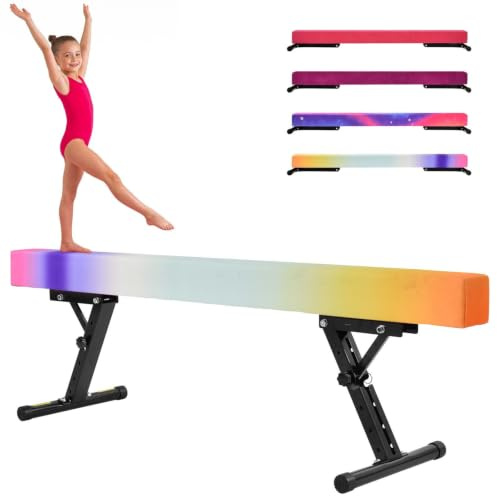 Generisch Barra de gimnasia regulable en altura 180 cm, 5 niveles 17-56 cm, con revestimiento antideslizante y zona de amortiguación integrada, barra de equilibrio con base ancha, ideal para