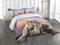 ABAKUHAUS Safari Tagesdecke Set, Tiger Bunte Sonnenuntergang, Set mit Kissenbezug Weicher Stoff, für Einzelbetten 170 x 220 cm, Lavendel Senf Beige Lila