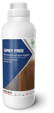 Tover Regenerierender Reiniger für Terrassendielen – 1 l, erneuert vergrautes Holz, revitalisierende Wirkung, bereitet die Oberfläche vor der Behandlung mit Imprägnieröl vor, Grey Free