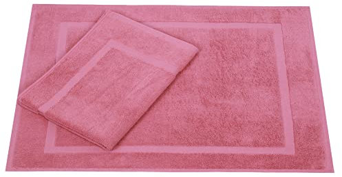Betz Badvorleger Premium 2 Stück 50×70 cm – Badematte aus 100% Baumwolle (ca. 650 g/m²), saugstark & pflegeleicht, waschbar bis 60 °C, trocknergeeignet – beidseitig nutzbar Farbe Altrosa