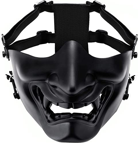 Airsoft halv skyddande modemasker, onda demonmonstret Kabuki Samurai Hannya Oni halva ansiktsskydd maskerad bal halloween cosplay