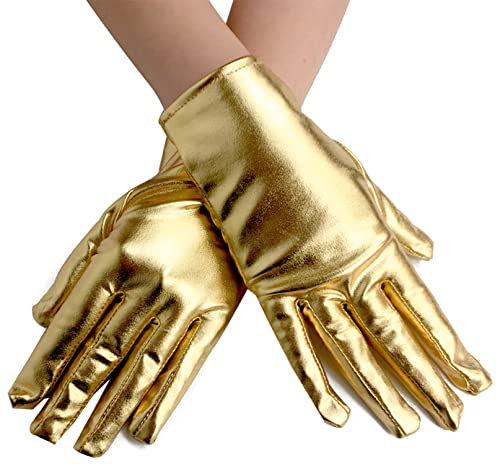 COSFAN Guanti corti in pelle per le donne, guanti punk, guanti da moto di guida, guanti vestito di moda per l'opera Prom sera partito