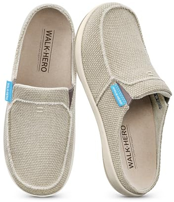 Womens Slippers with Arch Support, Walkhero House Orthopedic Slippers for Women with Suede Insole and Velvet Lining, Slip on Clog Indoor Outdoor House Shoes with Anti-Skid Rubber Sole Cream