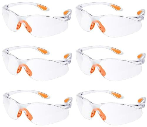 Lot De 6 Lunettes De Sécurité Transparentes Anti-buée Lunettes De Protection Transparentes Lunette Chantier Avec Verres Transparents En Caoutchouc Lunettes De Protection Travail Pour Jardin Chimie