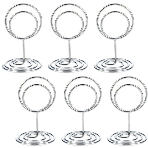 Dimeho 20 Pack Table Number Holders Silver Place Card Stands Small Wire Picture Holders Elegant Metal Menu Clips Decoration for Centerpieces Memo Photo Name at Wedding Anniversary Party