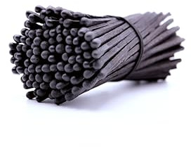 REHGLÜCK Schwarzwald ca. 100 Schwarze 10 cm Lange Streichhölzer, auch als Nachfüllpack für unsere edlen Dekorflaschen geeignet (Farbe des Streichholzkopfes: schwarz)