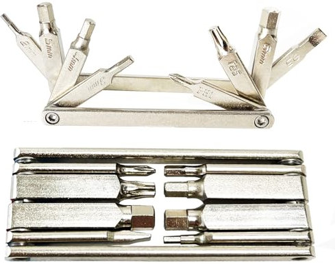Kitbest Fahrrad Multitool, 8 in 1 Fahrrad Multifunktionswerkzeug Fahrrad Werkzeug, Kompaktes Fahrrad Reparaturset Werkzeugset MTB Mountainbike Rennrad Zubehör Gadget für Unterwegs, Silber