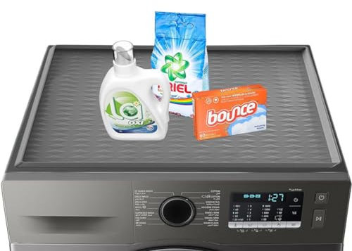 Washer and Dryer Covers for the Top, Anti-Slip Washing Machine Top Protector Mat, Dust-Proof & Quick Drying Washer Dryer Cover for Laundry Kitchen Home (Dark grey)