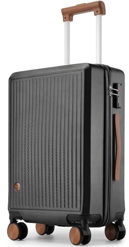Hulsin Carry on Luggage with Spinner Wheels, 22x14x9 Airline Approved Carry-on Suitcase, Small Hardside Luggage with TSA Lock,Hard Shell Suitcase,Hard Case for Travel (Black, 20-Inch)