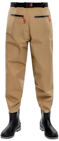 Breathable Waist Waders Bootfoot, Waders For Men - Lightweight Fishing Wading Boots With Pockets Waterproof Over Knee Fishing Trousers Breathable Fishing Waders Pants With Boots For Hunting