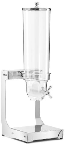Forgast Dispensador de cereales, Plástico, Acero inoxidable, Individual, Capacidad de 2 l, Para cereales, muesli, copos de maíz, snacks, Perfecto para hoteles, hogares, comedores, 17,5x23,4x63,5 cm