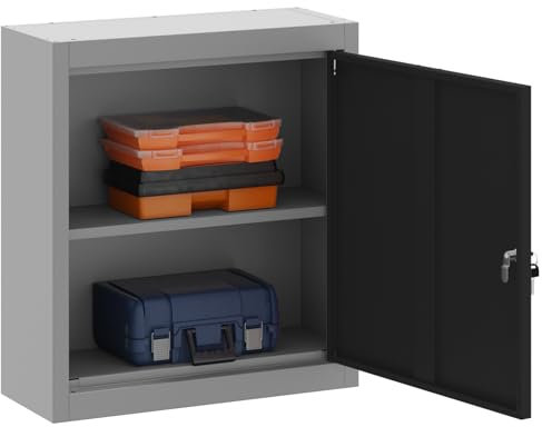 Gabinete de herramientas vidaXL montado en la pared Negro 50x20x55 cm Acero