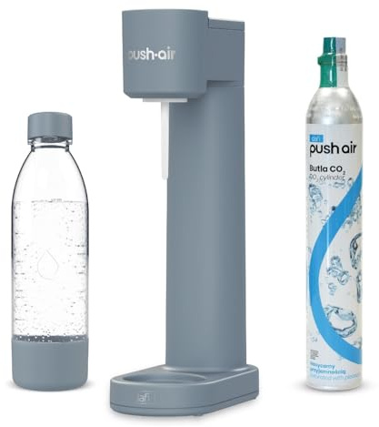 DAFI PushAir Saturador de Agua Sifón de Acero + Cartucho de CO2 + Botella 0,7 - Kit completo para preparar el agua carbonatada perfecta para tu cocina