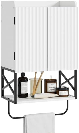 Apetaccat Armadio da bagno ad albero, piccoli pensili con ripiano regolabile e ante di bloccaggio magnetico, armadio sospeso a parete per bagno/lavanderia, bianco