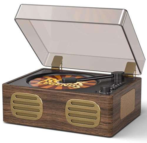 Rechargeable CD Player Portable with Upgraded Speakers Bluetooth Output - Vintage CD Player with LED Display for Home Support CD/AUX/USB, Walnut