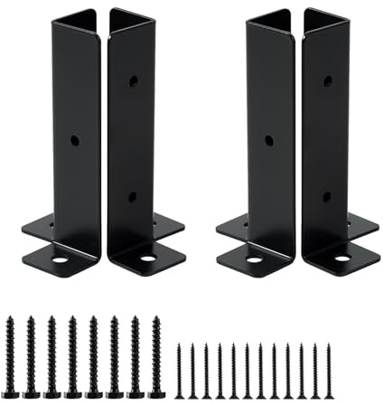 Base post Deck - Ancoraggio per recinzione regolabile, supporto post per impieghi gravosi | Pali in legno con in acciaio verniciato a polvere, edificio esterno poco profondo, di