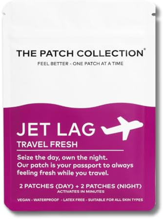 The Patch Collection® - Jet Lag Patch for Day & Night Time Zone Changes | Valerian Root, Passion Flower, Magnesium, Vitamin B1, B2, B3, Turmeric | 100% Natural & Vegan (Pack of 4)