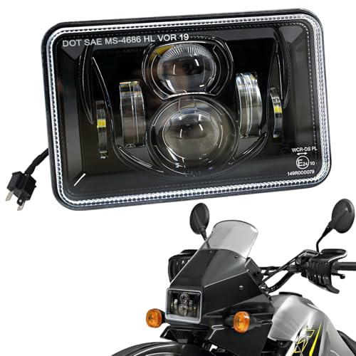 CeyKvo E-geprüfter LED Motorrad Scheinwerfer 4x6 Zoll, Zusatzscheinwerfer mit Fern-/Abblendlicht & Nebellicht, kompatibel mit Kawasaki KLR250 600 650 KMX125 200, Suzuki DRZ400
