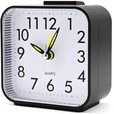 Xiangbhalla Silent Analog Alarm Clock Vintage Design, Non-Ticking Bedside Clock with Snooze and Night Light, Battery Operated Small Travel Alarm Clock