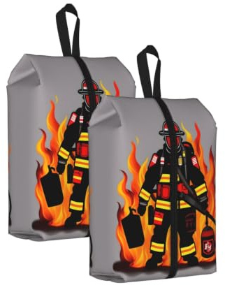 Firefighter Fireman Print Waterproof Shoe Bag Travel Bag with Carry Strap Storage Bag Versatile Cosmetic Bag-2pcs