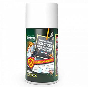 Aérosol Insecticide 250ml - Anti-Moustiques, Mouches & Insectes Rampants & Volants - Pyrèthre Végétal - Effet Choc & Anti-Réinfestation - Fabriqué en France