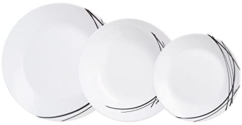 Arcopal Domitille Negro Vajilla de Vidrio Opal Extra Resistente para 6 Personas, Sin Bpa, hecha en Francia, Multicolor, 18 Piezas
