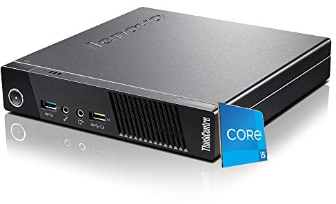 Lenovo, Mini Pc fisso i5, Ram 8 Gb, SSD 256 Gb, Wi Fi, Pc desktop i5, Computer pronto all'uso, Wi Fi, Libre Office (Ricondizionato)