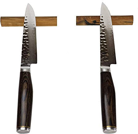 Palatina Werkstatt ® 2-tlg. KAI Shun Premier Tim Mälzer Steakmesser-Set aus Damaststahl, TDMS-400 + 2 handgefertigte Messerbänkchen aus Fassholz