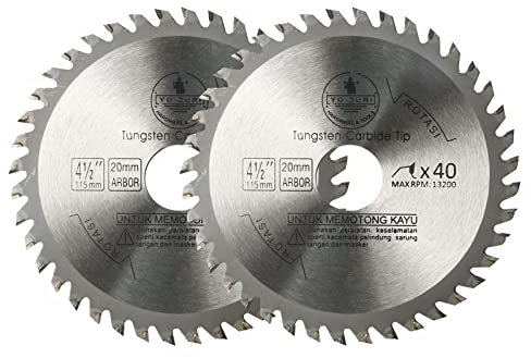 Circular Saw Blade 115mm Wood Cutting Disc 40T Alloy Steel Professional Carbide Saw Blade for Woodworking Angle Grinder (2 Pack)