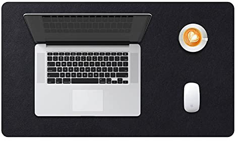 DOBAOJIA Schreibtischunterlage Schwarz, Schreibtischmatte, Desk Pad, Schreibtischschutz, Schreibblock, für Laptop/Tastatur/Maus/Hause/Büro, PU Leder Wasserdicht + Wildleder Rutschfest 60 x 35cm