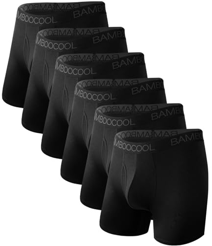 BAMBOO COOL Moisture-Wicking Soft Men's Underwear Boxer Briefs for Men With Open Fly Pouch (6 pack) XL