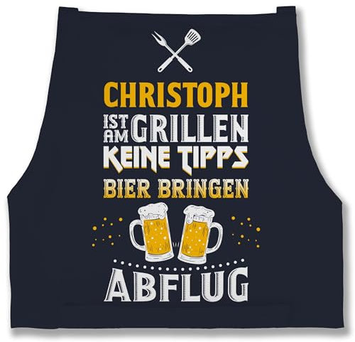 Schürze - Grillschürze Herren Männer - Name ist am grillen Keine Tipps Bier bringen Abflug I Witzig Grillen Geschenk - 85x69 - Navy Blau - grill grillzubehör personalisierte männerschürzen